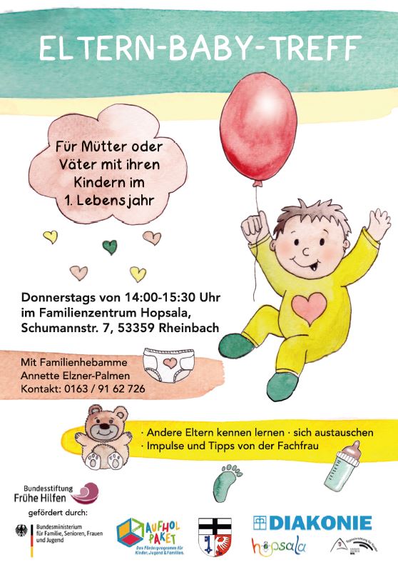 Flyer des Eltern-Baby-Treffs der Stadt Rheinbach